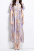 eileen multicolor single-breasted printed midi dress