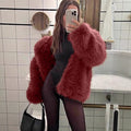 Flowering Girl Women suit collar imitation fox fur coat