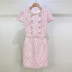 Flowering Girl Women Embellished Bouclé Mini Dress In Pink