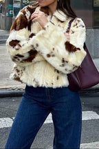 Flowering Girl Women leopard print fur coat