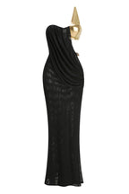 Flowering Girl Women Elvira One-Shoulder Metal Chain Decoration Maxi Dress In Black