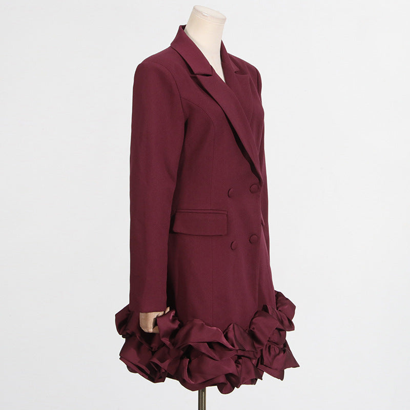 Flowering Girl Women 3D flower patchwork blazer dress
