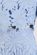 Lace Embroidered Top & Maxi Skirt Two-Piece Set in blue
