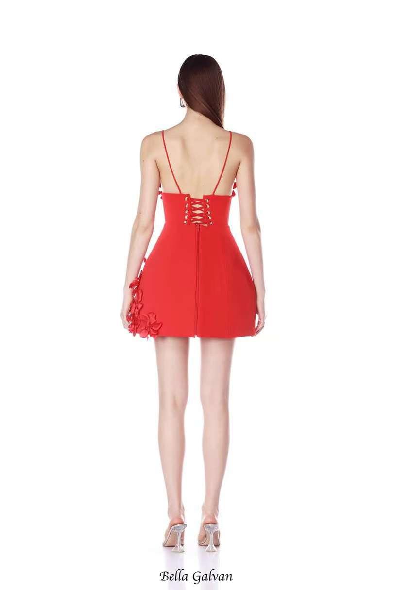 Flowering Girl Women lyuba 3d flower embellished A-line mini dress - red
