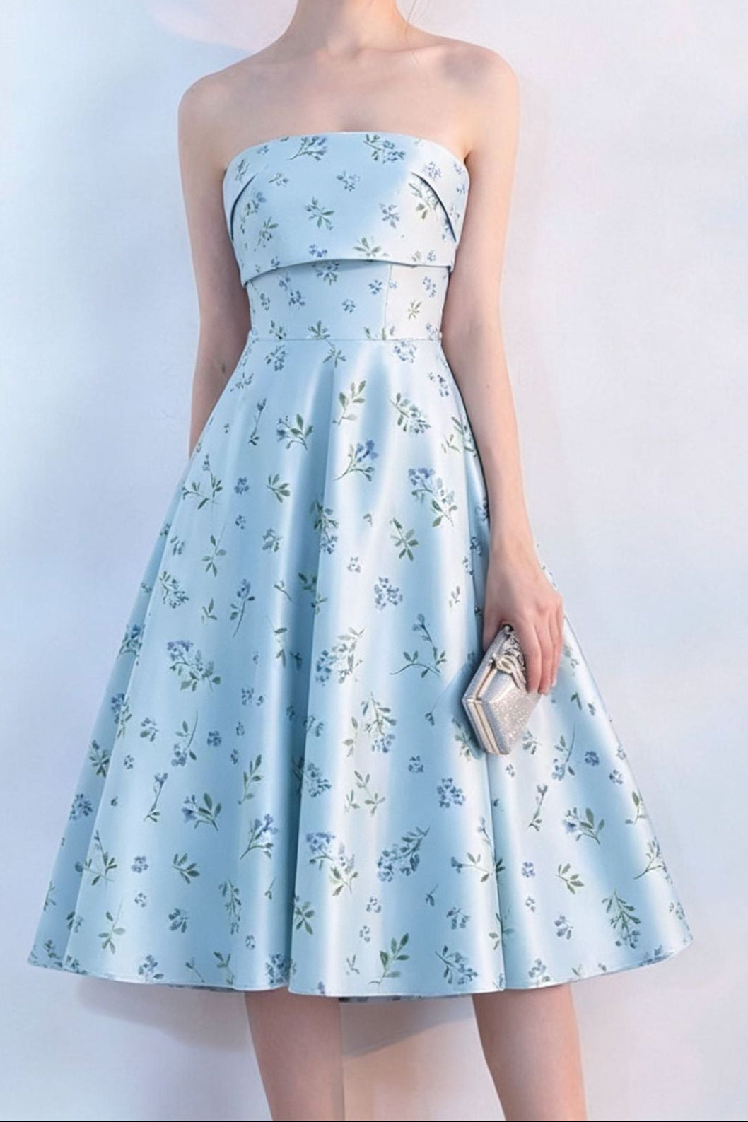 Floral Print Strapless Midi Dress