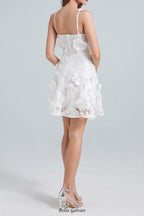 Flowering Girl Women georgia 3d Floral Lace mini Dress in white