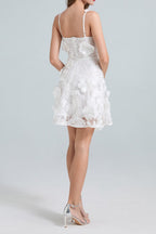 Flowering Girl Women Georgia 3d Floral Lace Mini Dress In White