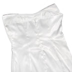 SATIN CRYSTAL EMBELLISHED BOW DRESS IN WHITE