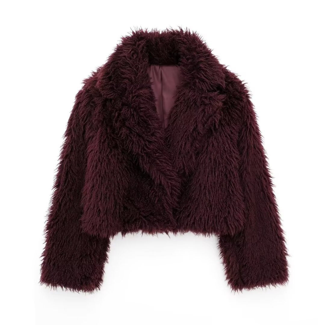 Flowering Girl Women mag lambswool thick fur coat