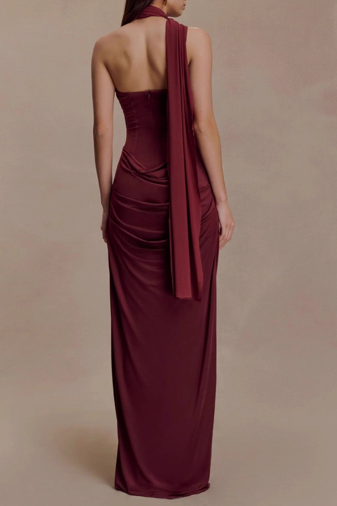 Flowering Girl Women red bandeau sloping shoulder maxi dress