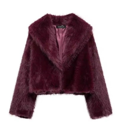 Flowering Girl Women fox fur imitation fur cropped jacket