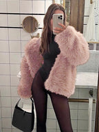 Flowering Girl Women suit collar imitation fox fur coat