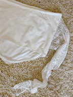 lace bow tie embroidered hollowed out irregular high-waist short strapless top with irregular edges