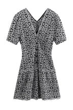 black v-neckline Guipure Mini Dress