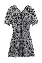 Flowering Girl Women Black v-Neckline Guipure Mini Dress