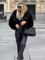 Flowering Girl Women fox fur imitation fur cropped jacket