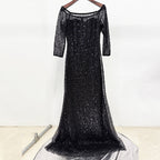 pink one-line neck nail bead sequin mesh long dress