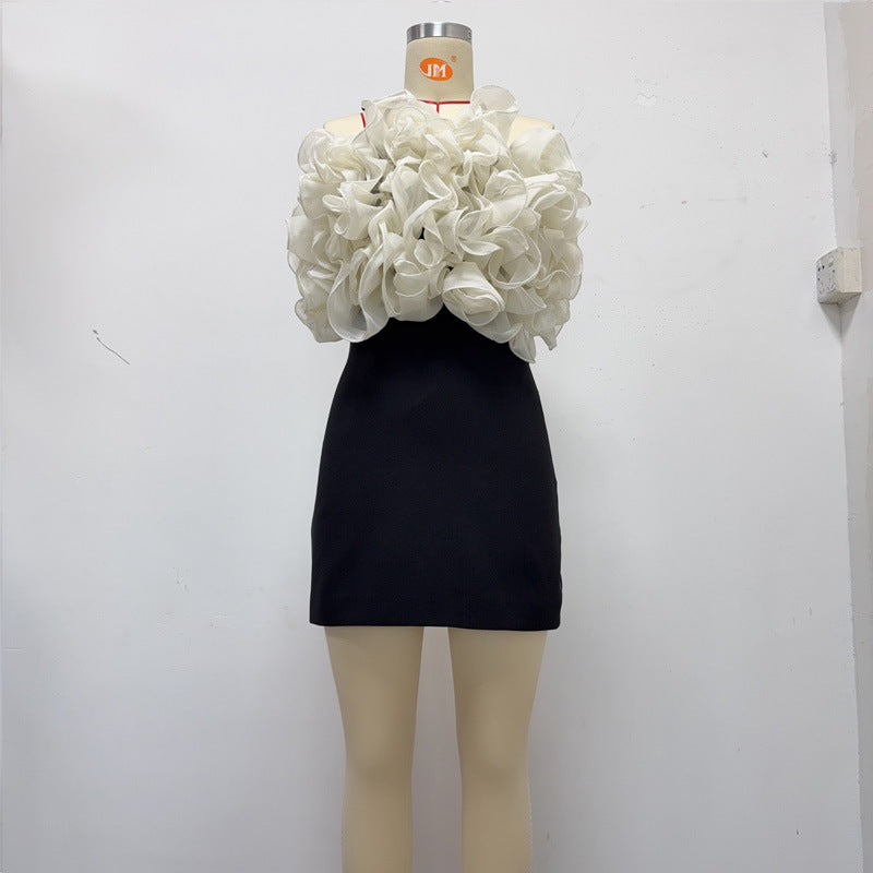 Flowering Girl Women Rosemary Ruffle Backless Mini Dress In Black