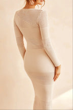 Flowering Girl Women white long sleeve cut-out knitted dress