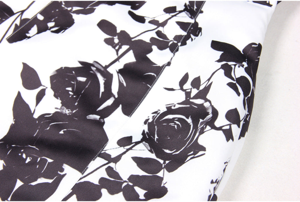 Flowering Girl Women Tabitha Two-Tone Floral-Print Leather Mini Dress