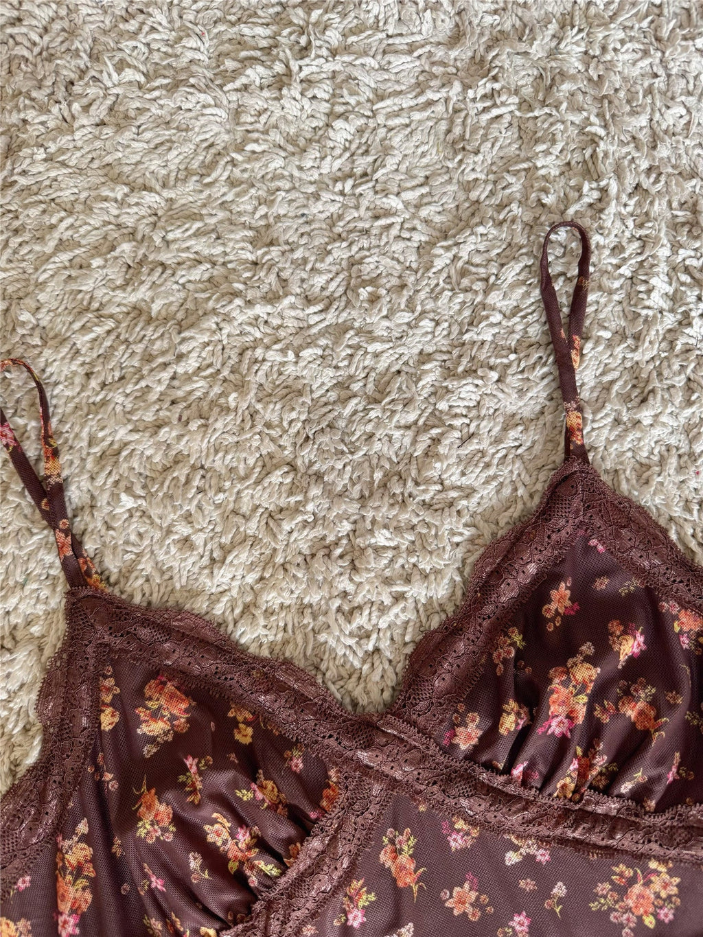 floral lace patchwork mesh camisole dress