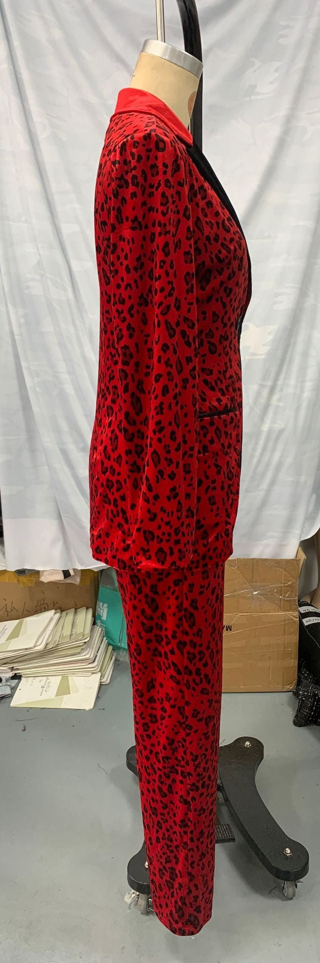 Flowering Girl Women Striking Red Leopard Print Suit