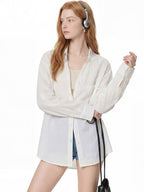 Flowering Girl Women Lazy Style White Linen Shirt