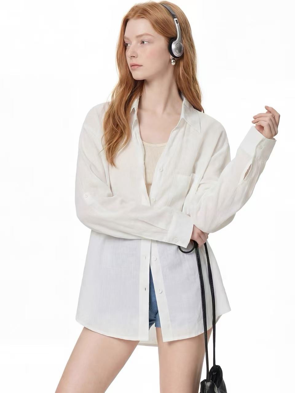 Lazy Style White Linen Shirt
