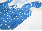 Flowering Girl Women Lyuba Polka Dot Lace-Trimmed V-Neck Maxi Dress In Blue