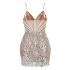 Flowering Girl Women annabelle Smot Shoulder Chain Rhinestone Sequin Dress