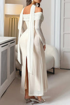 Flowering Girl Women apriot bandeau long sleeve hip maxi dress