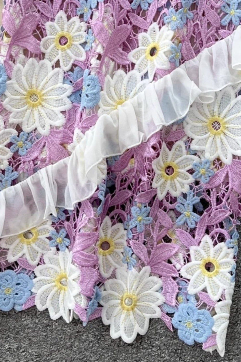 Flowering Girl Women Floral One Shoulder Lace Maxi Dress In Purple