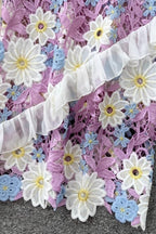 Flowering Girl Women Floral One Shoulder Lace Maxi Dress In Purple