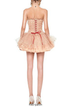 Flowering Girl Women venus Strapless polka dot mesh tulle mini dress - brown