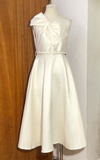 Irregular Bow A-Line Midi Dress With Belt