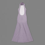 Flowering Girl Women Delia Sleeveless Back Flower Embellished Halter Maxi Dress In Pale Purple