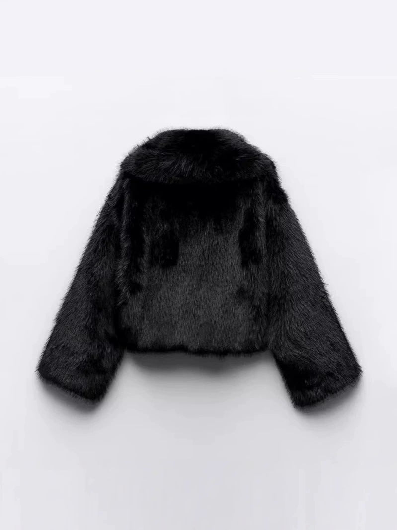 Flowering Girl Women fox fur imitation fur cropped jacket