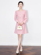 Flowering Girl Women Alani Embossed Chiffon Puff Sleeves Mini Dress In Pink