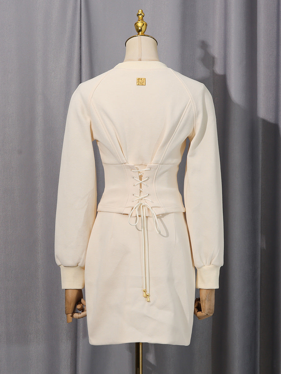 tabitha Embellished Button Co-ord Set – Ivoire