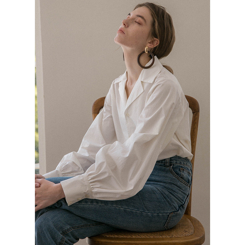 White Lantern Sleeve Shirt