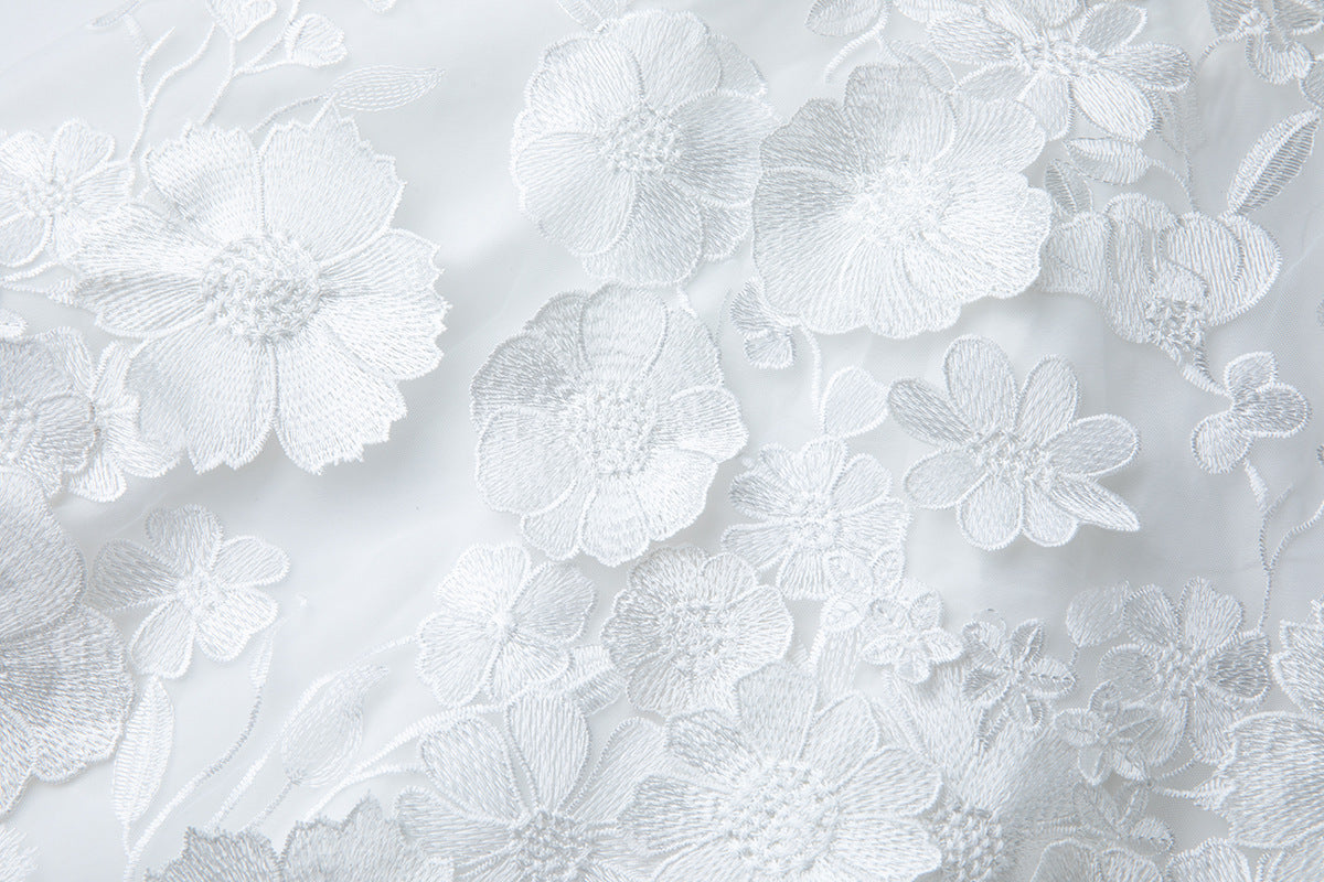 Flowering Girl Women georgia 3d Floral Lace mini Dress in white