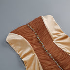 Flowering Girl Women anna rhinestone embellished feather strapless mini dress in pale brown