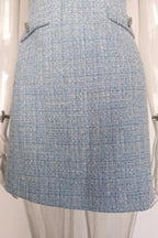 Flowering Girl Women Halter Neck Tweed Vest Mini Dress In Blue