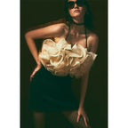 rosemary Ruffle backless Mini Dress in black