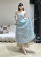 Flowering Girl Women Floral Lace Strap Midi Dress