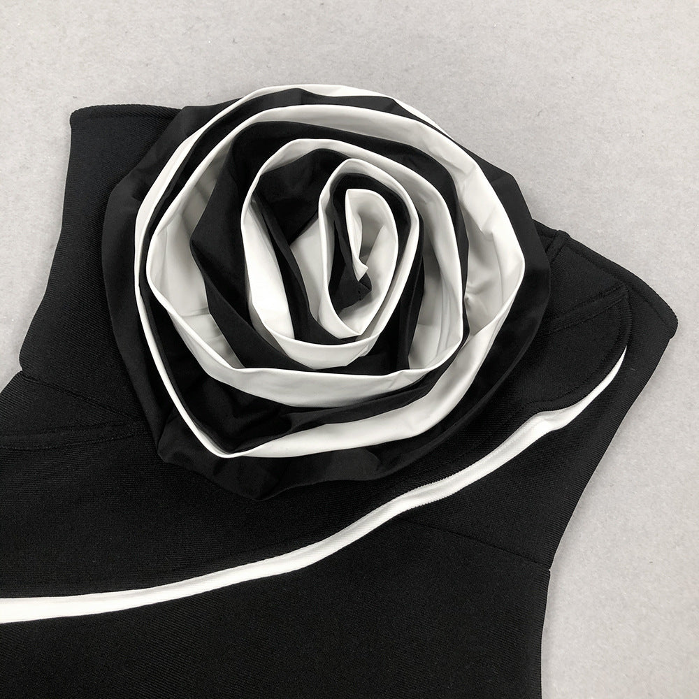 Flowering Girl Women Ann Strapless Flower Detail Bandage Maxi Dress In Black