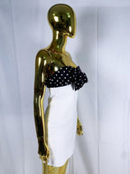 michaelia white Contour Sleeveless Polka Dot Contrast bow Bandage Mini Dress