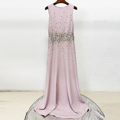 pandora Beaded rhinestone sleeveless maxi dress - pink