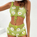 Flowering Girl Women daisy embellished hollow swimsuit