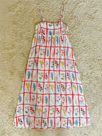 floral plaid cotton silk spaghetti strap dress